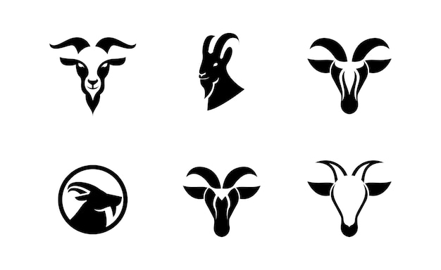Ilustración del diseño del icono del logotipo de la cabeza de cabra
