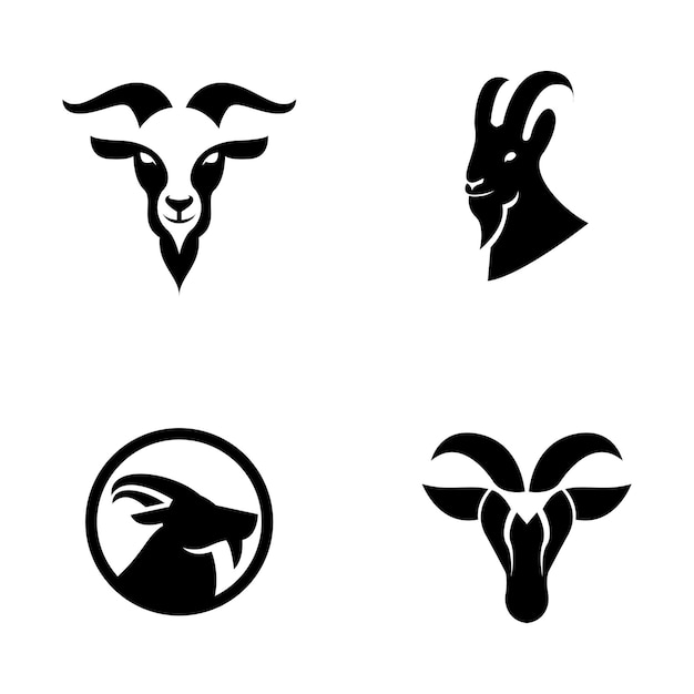 Ilustración del diseño del icono del logotipo de la cabeza de cabra
