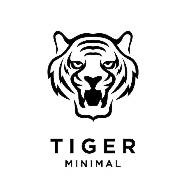 Ilustración del diseño del icono del logotipo de la cabeza de tigre
