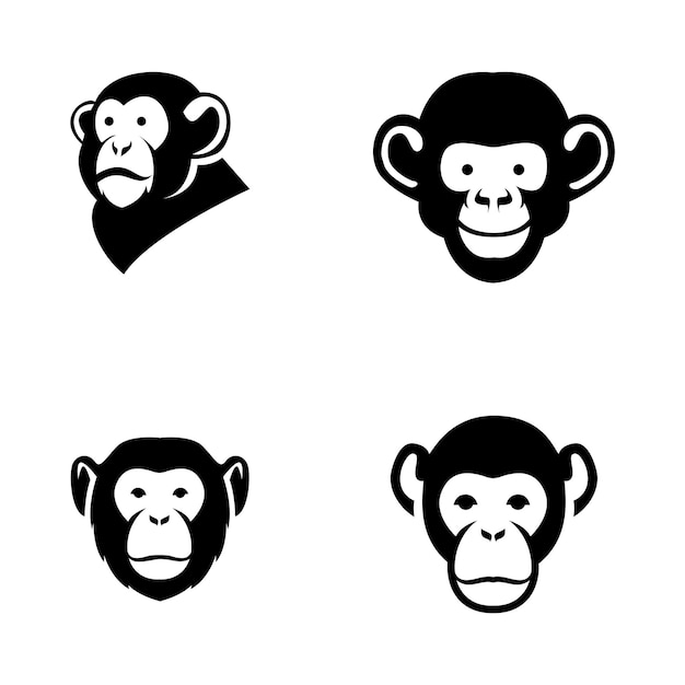 Ilustración del diseño del icono del logotipo de Head Chimpanzee