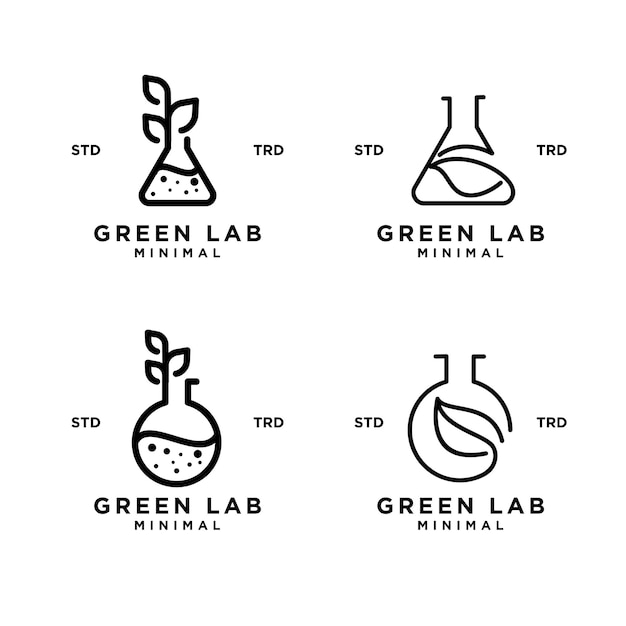 Vector ilustración del diseño del icono del logotipo de la hoja verde del laboratorio