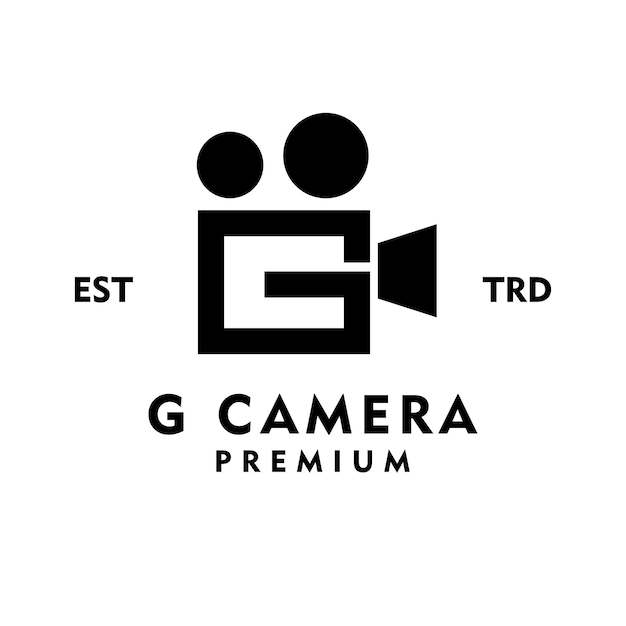 Ilustración del diseño del icono del logotipo de la letra G Camera