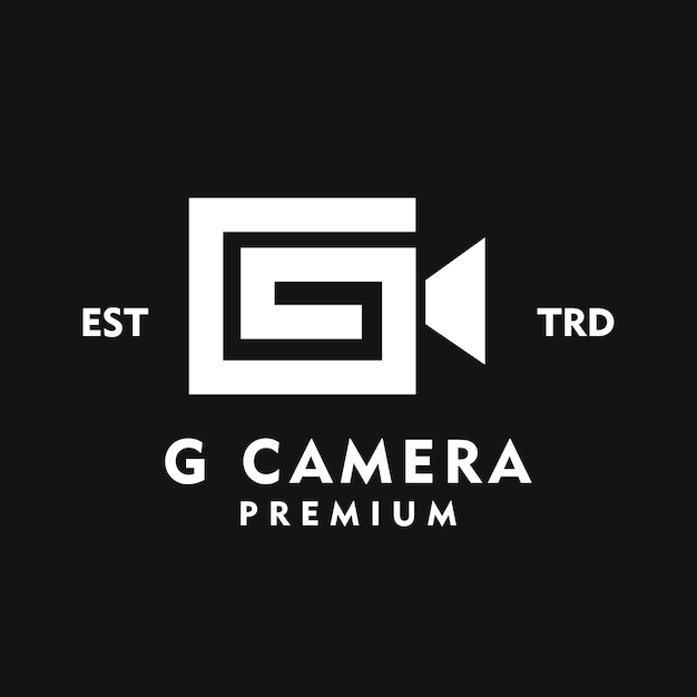 Ilustración del diseño del icono del logotipo de la letra G Camera