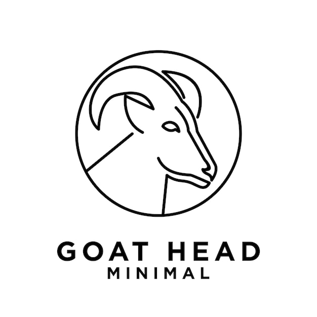 Ilustración del diseño del icono del logotipo de la línea de la cabeza de cabra