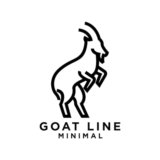 Ilustración del diseño del icono del logotipo de la línea negra de la cabra