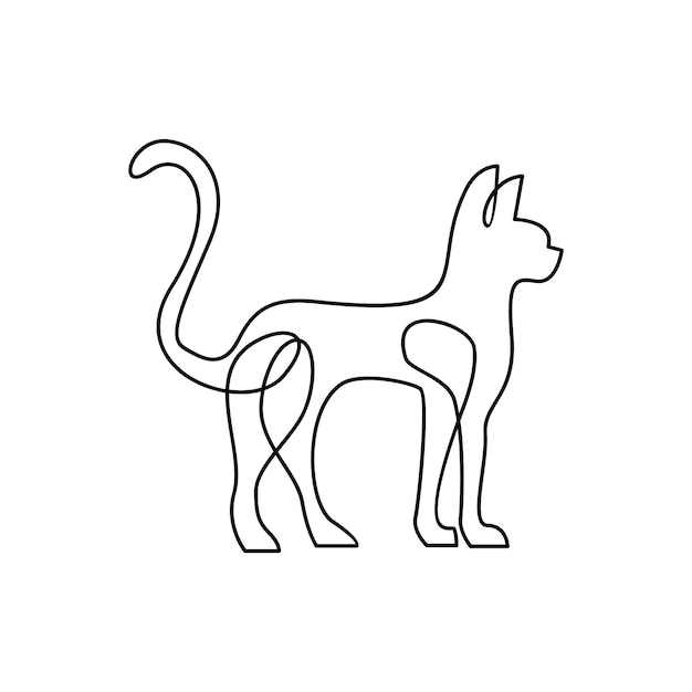 Ilustración de diseño de icono de logotipo de línea única de gato