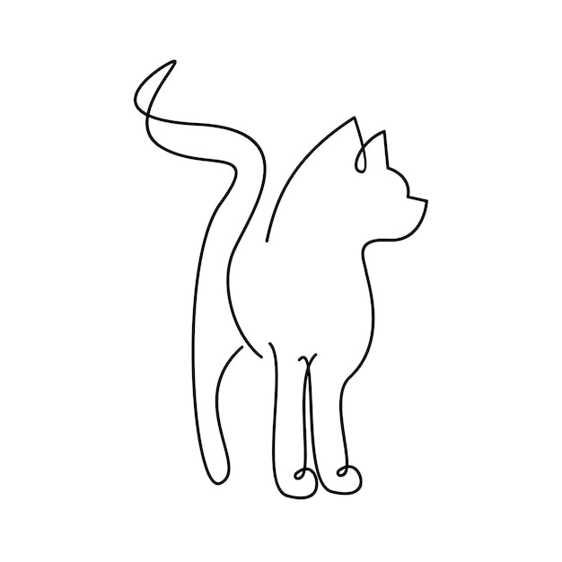 Ilustración de diseño de icono de logotipo de línea única de gato