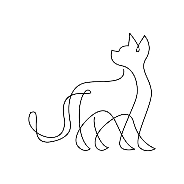 Ilustración de diseño de icono de logotipo de línea única de gato