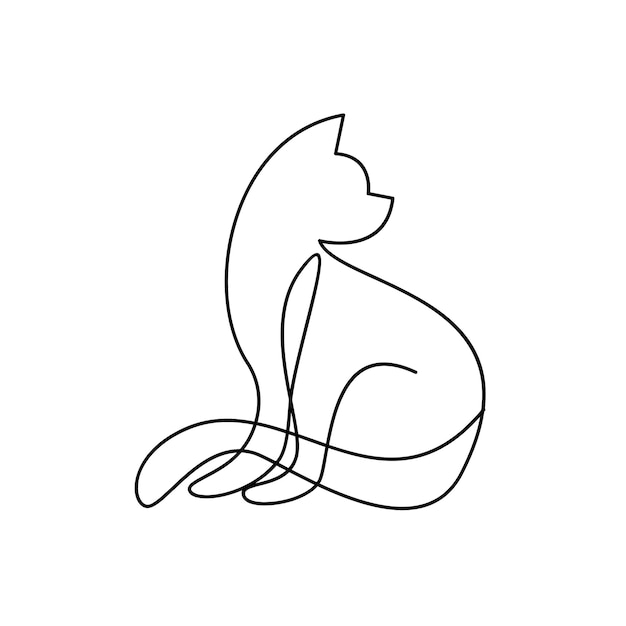 Ilustración de diseño de icono de logotipo de línea única de gato