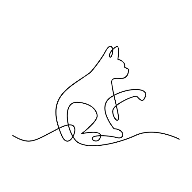 Ilustración de diseño de icono de logotipo de línea única de gato