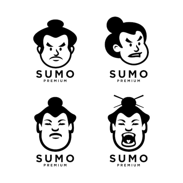 Ilustración del diseño del icono del logotipo de la mascota de la colección de juegos de sumo