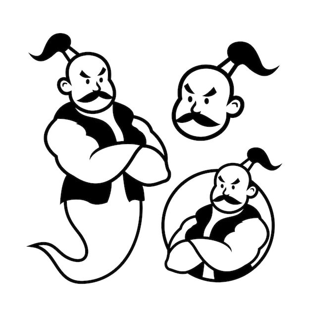 Ilustración del diseño del icono del logotipo de la mascota del Genio