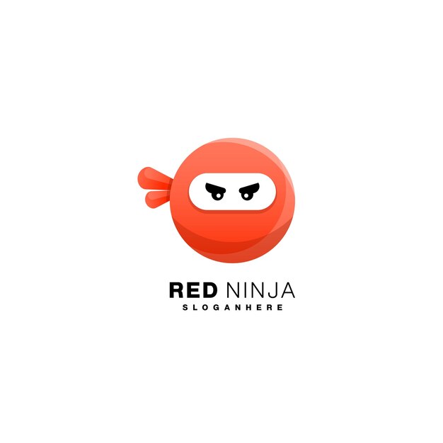 Ilustración de diseño de icono de logotipo ninja rojo