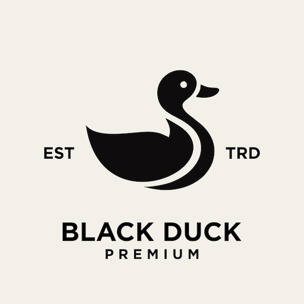 Ilustración del diseño del icono del logotipo de la silueta del pato negro
