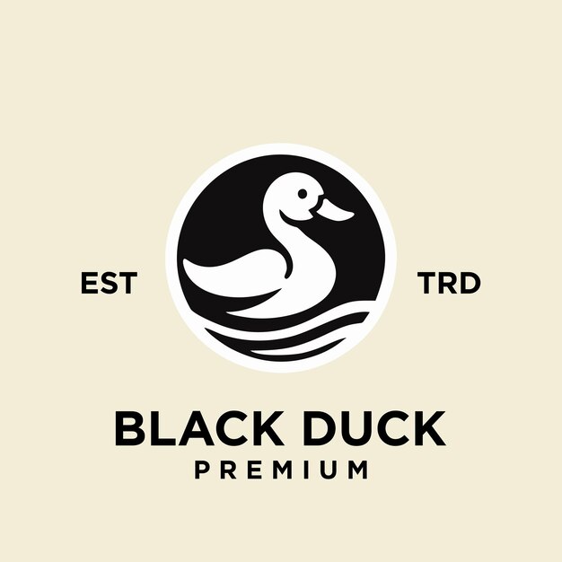 Ilustración del diseño del icono del logotipo de la silueta del pato negro