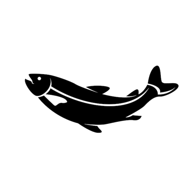 Ilustración del diseño del icono del logotipo de la silueta del salmón