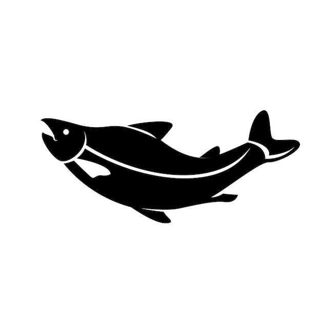 Ilustración del diseño del icono del logotipo de la silueta del salmón
