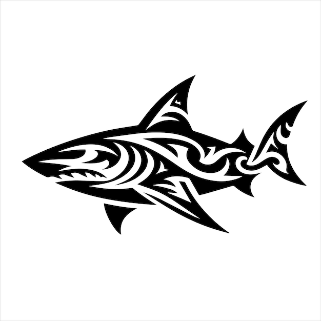 Ilustración del diseño del icono del logotipo de la tribu del tiburón