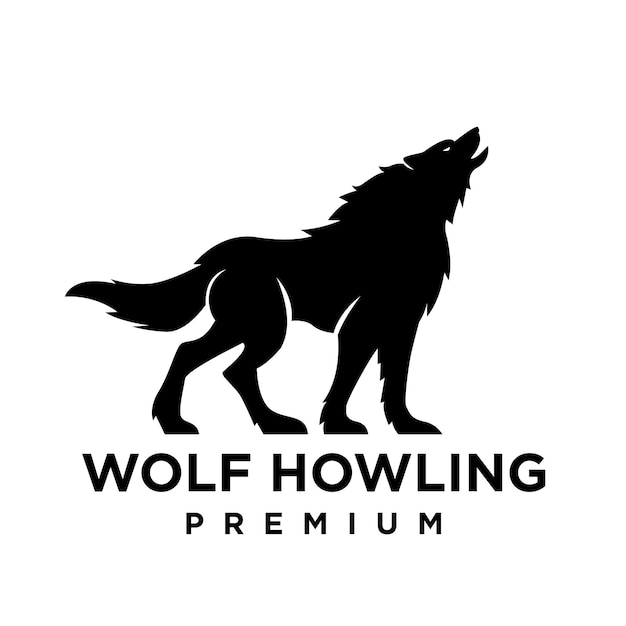 Ilustración del diseño del icono del logotipo de Wolf howling