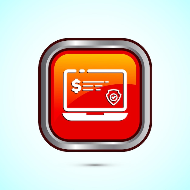 Ilustración de diseño de icono de pago seguro Signo de seguridad de pago para la aplicación de logotipo del sitio web Diseño de botón cuadrado de color naranja