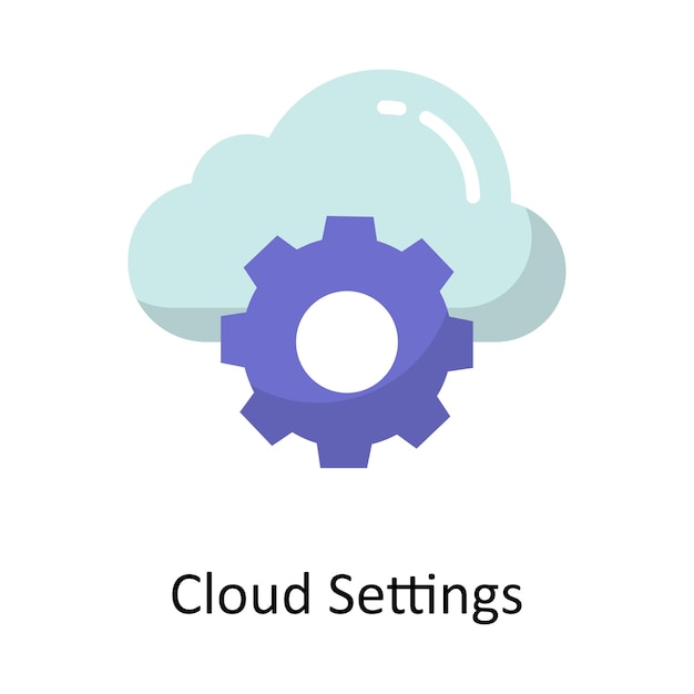 Ilustración de diseño de icono plano vectorial de configuración de nube
