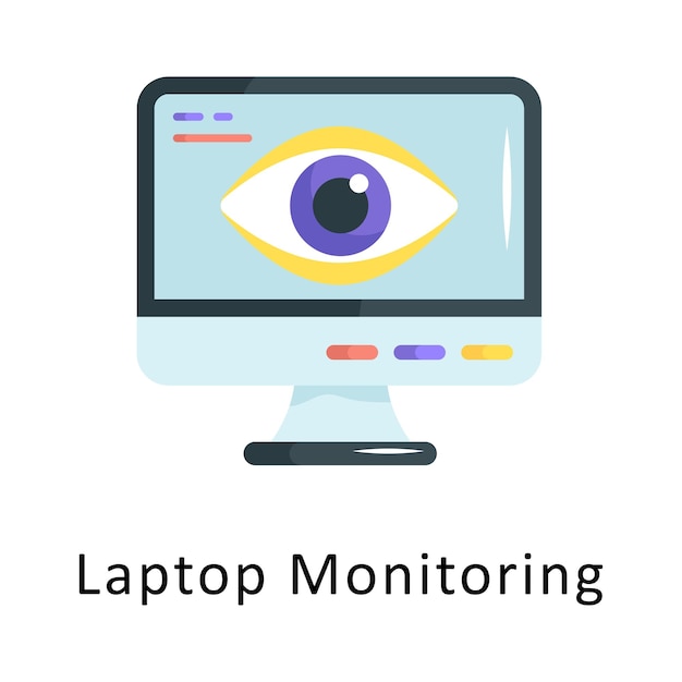Ilustración de diseño de icono plano vectorial de monitoreo de portátiles Símbolo en fondo blanco Archivo EPS 10