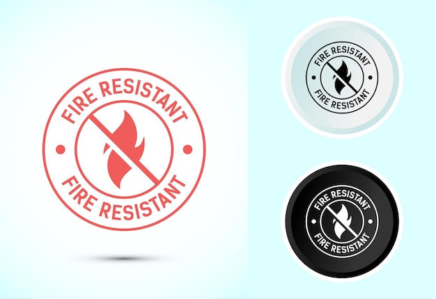 Ilustración de diseño de icono resistente al fuego Símbolo de señal de protección contra llamas de fuego en color blanco y negro