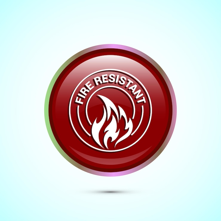 Vector ilustración de diseño de icono resistente al fuego símbolo de señal de protección contra llamas de fuego diseño de botón redondo de color rojo