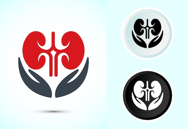 Ilustración del diseño del icono del riñón Icono del órgano humano Símbolo del signo del logotipo de cuidado del riñón