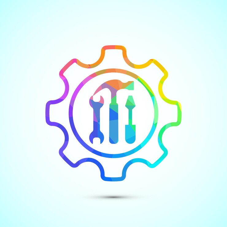 Vector ilustración de diseño de icono de servicio herramientas de mantenimiento símbolo de señal en estilo low poly