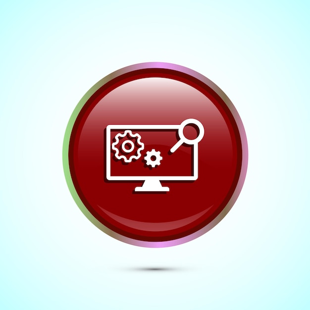 Ilustración del diseño del icono de la tecnología de la información Icono de la tecnología digital Diseño del botón redondo de color rojo