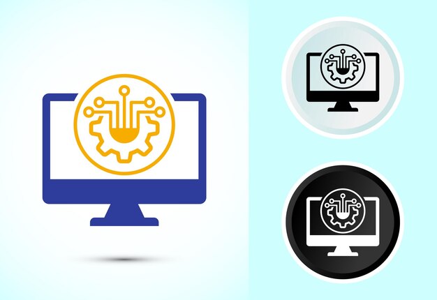 Ilustración del diseño del icono de la tecnología de la información Icono de la tecnología digital