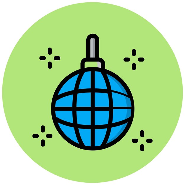 Ilustración del diseño del icono del vector de bola de espejo