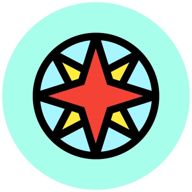 Ilustración del diseño del icono del vector de la brújula