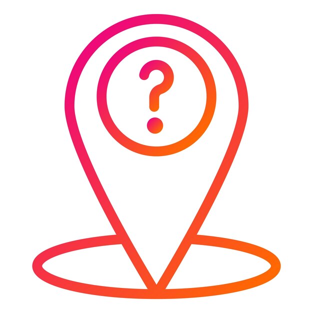 Ilustración del diseño del icono del vector de preguntas de ubicación