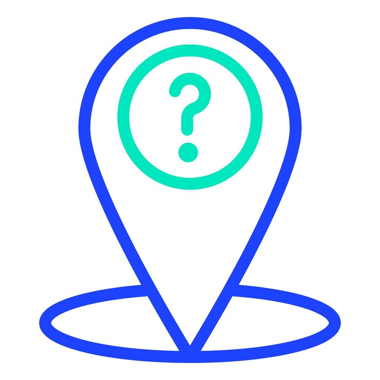 Vector ilustración del diseño del icono del vector de preguntas de ubicación