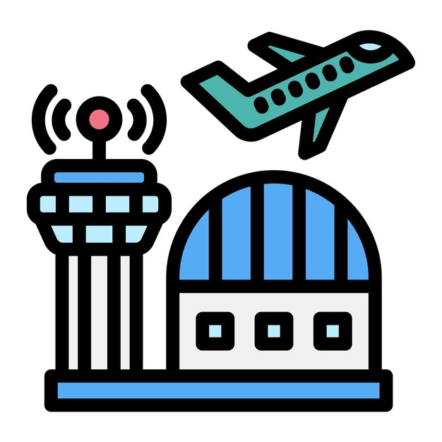 Ilustración del diseño del icono vectorial del aeropuerto
