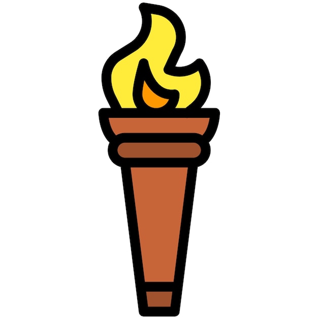Ilustración del diseño del icono vectorial de la antorcha de fuego