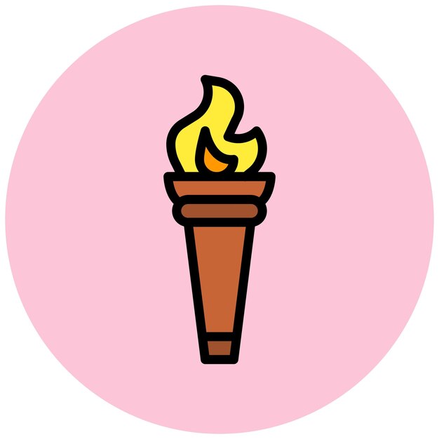 Ilustración del diseño del icono vectorial de la antorcha de fuego