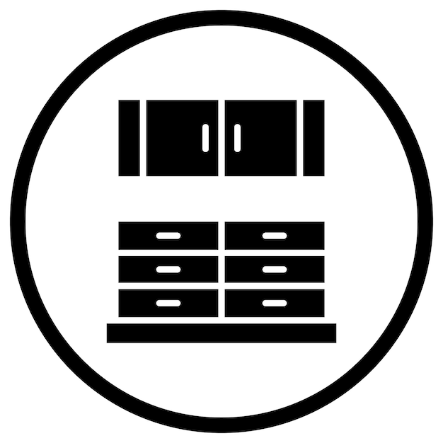 Ilustración del diseño del icono vectorial del armario de cocina