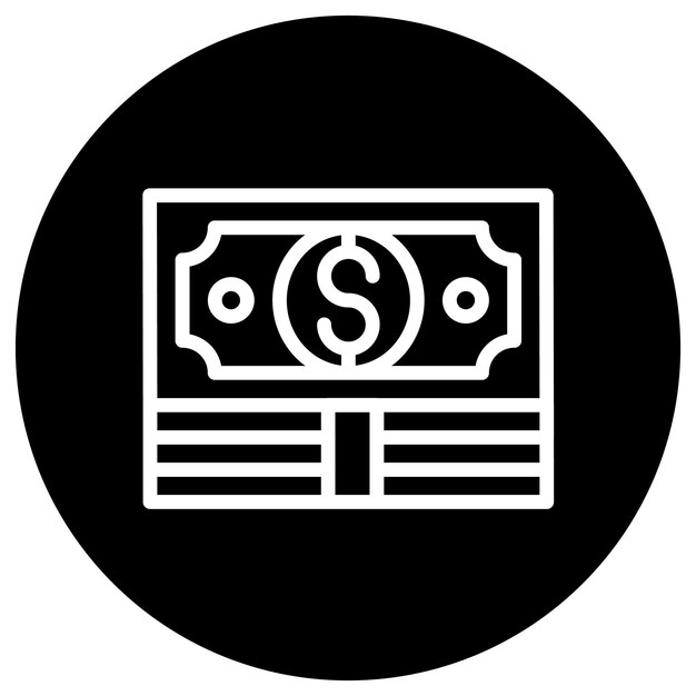 Ilustración del diseño del icono vectorial del billete de dólar