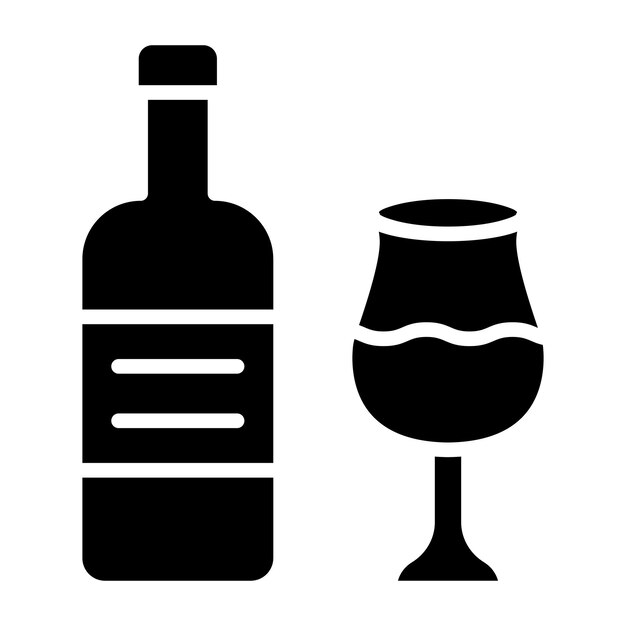 Ilustración del diseño del icono vectorial de la botella de vino