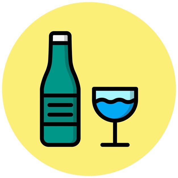 Ilustración del diseño del icono vectorial de la botella de vino