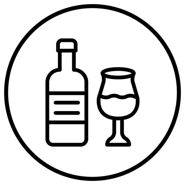 Ilustración del diseño del icono vectorial de la botella de vino
