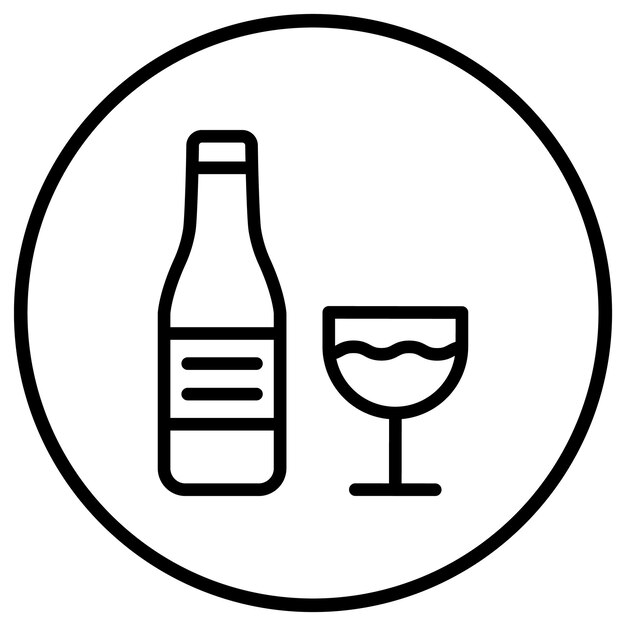 Ilustración del diseño del icono vectorial de la botella de vino