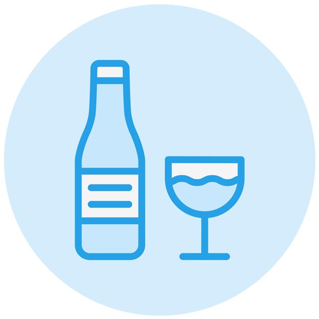 Ilustración del diseño del icono vectorial de la botella de vino