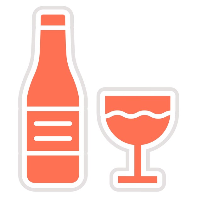 Ilustración del diseño del icono vectorial de la botella de vino