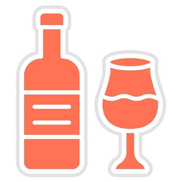 Ilustración del diseño del icono vectorial de la botella de vino