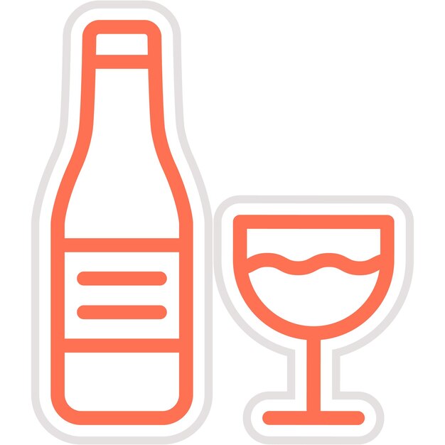 Ilustración del diseño del icono vectorial de la botella de vino