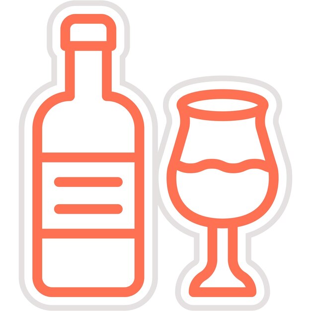 Ilustración del diseño del icono vectorial de la botella de vino